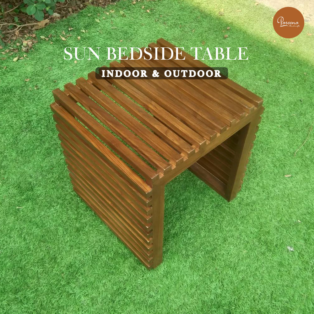 โต๊ะข้างไม้สัก PAREENA DECOR รุ่น BST-002, ขนาด 44X44X45 ซม.สีไม้ธรรมชาติ_2